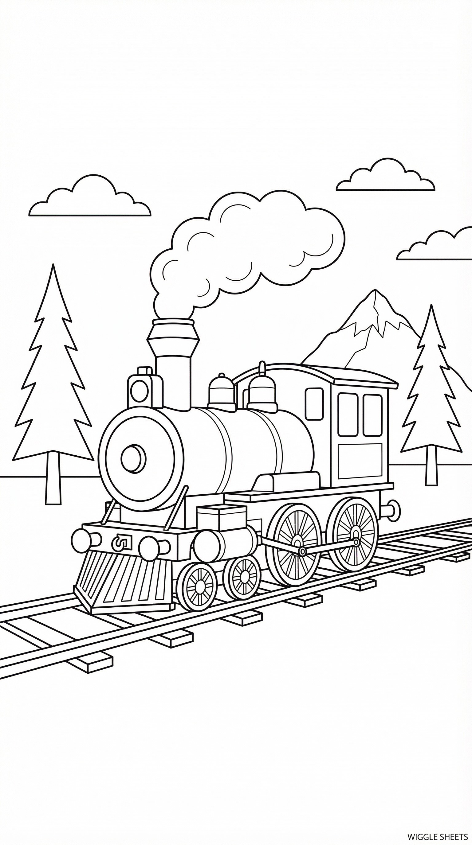 Vintage Steam Train Coloring Page